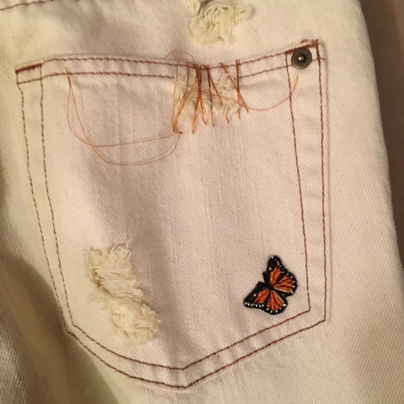 Free People Distressed Off-White Jeans - Picture 8 of 9